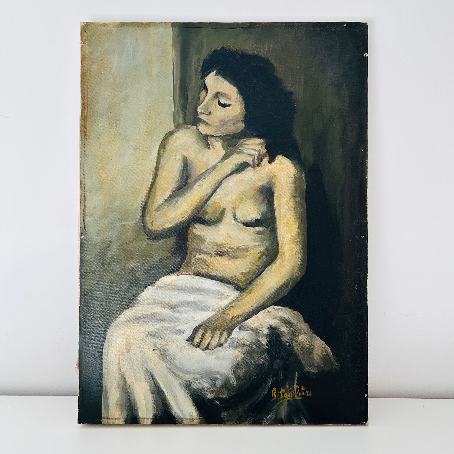 Brown female table signed R. Pauliere