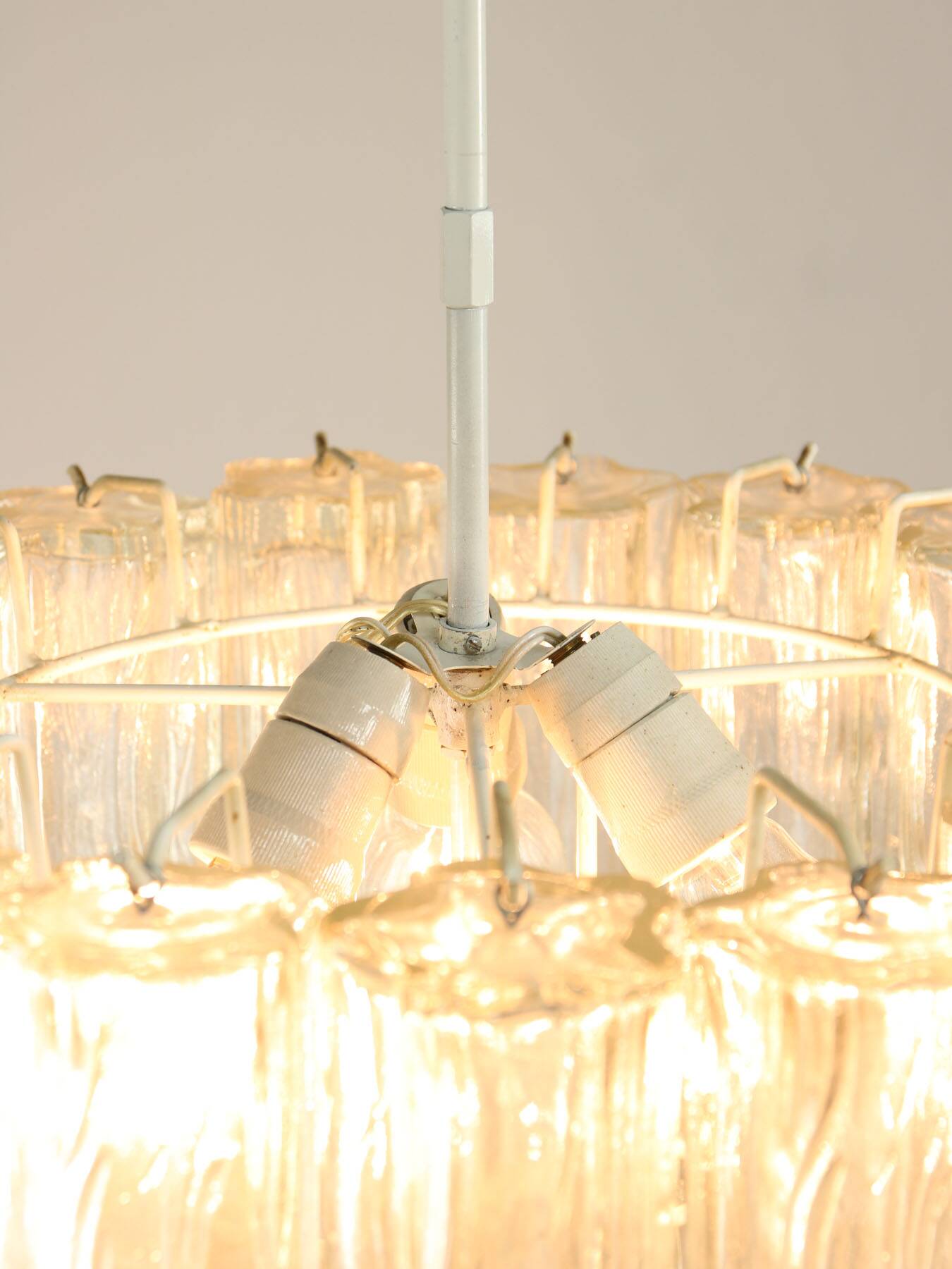 Large Mid-century Italian Glass Cascade Chandelier