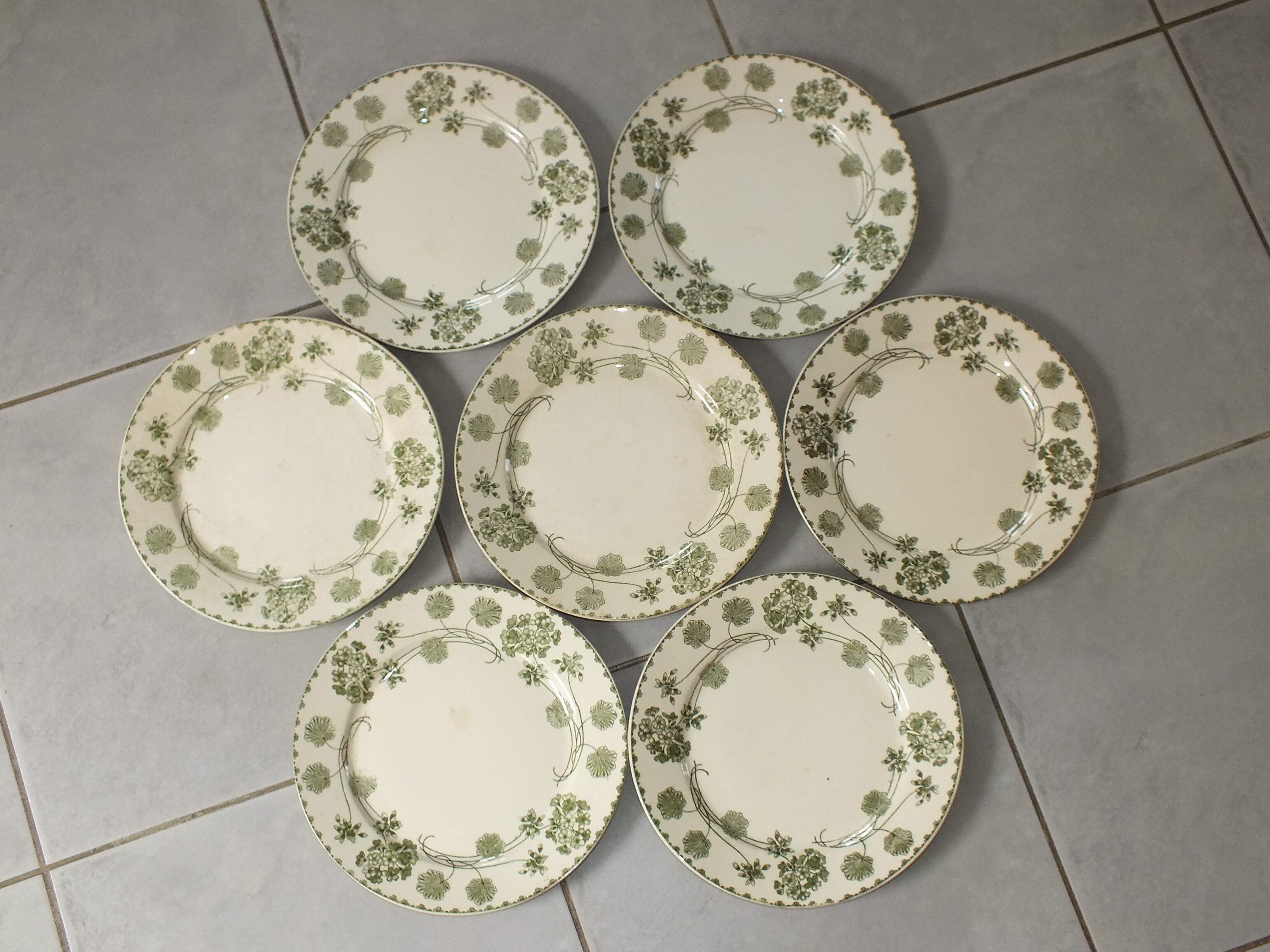 7 flat plates terre de fer sarreguemines u&c geranium