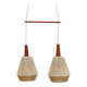Lampe à suspension vintage à deux abat-jour et teck, 1960 Suède