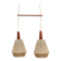Lampe à suspension vintage à deux abat-jour et teck, 1960 Suède