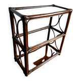 Rattan bookcase and smoked glass 1960