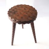 Tripod stool raw wood