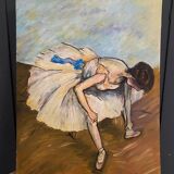 Oil on cardboard depicting a classical dancer