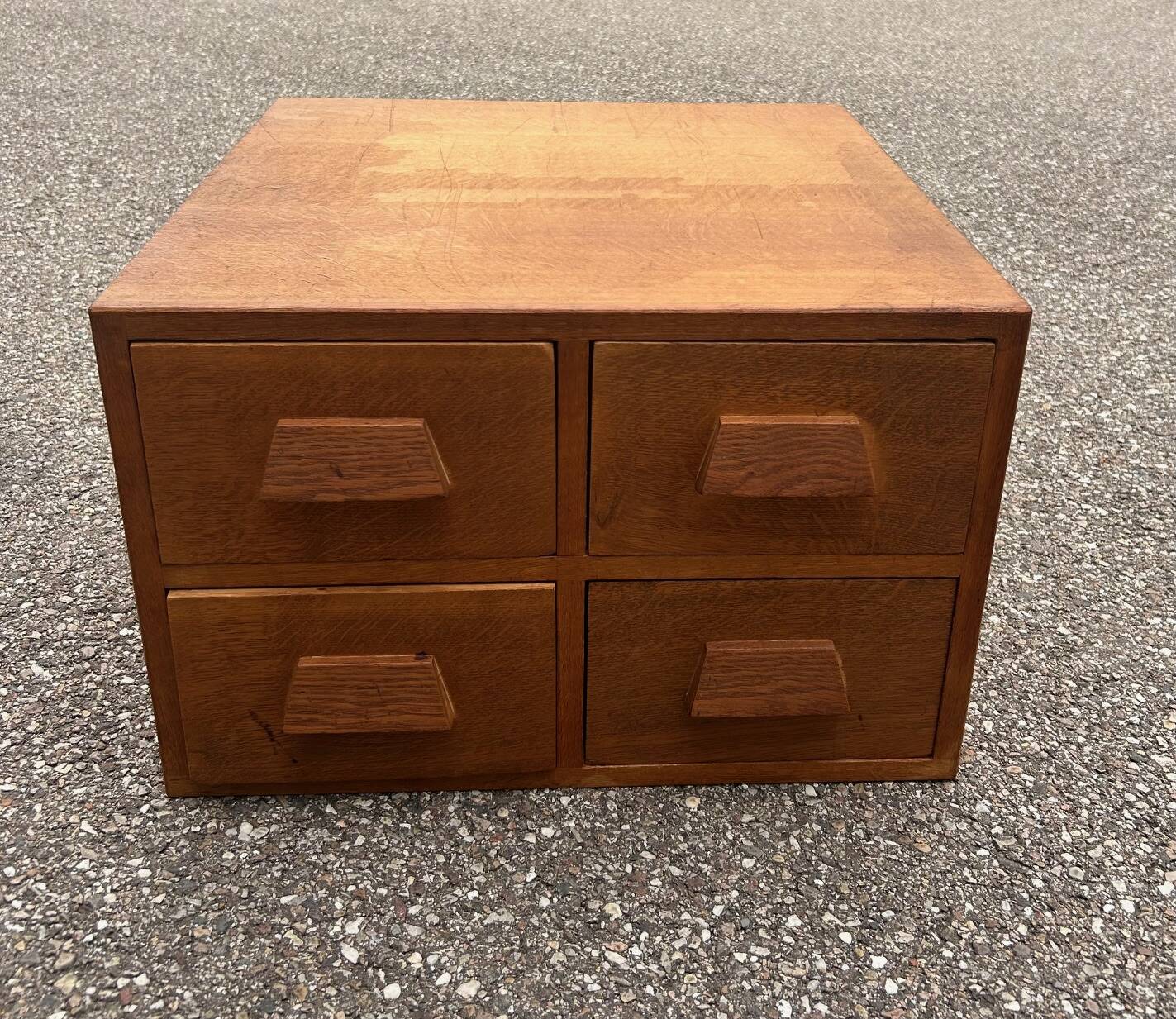 Oak craft cabinet with 4 drawers