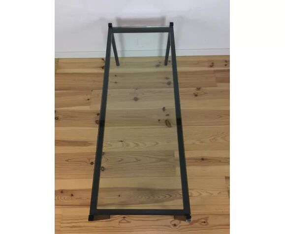 Modernist coffee table 50s black metal and glass