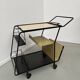 Perforated metal serving trolley in the Mathieu Matégot style
