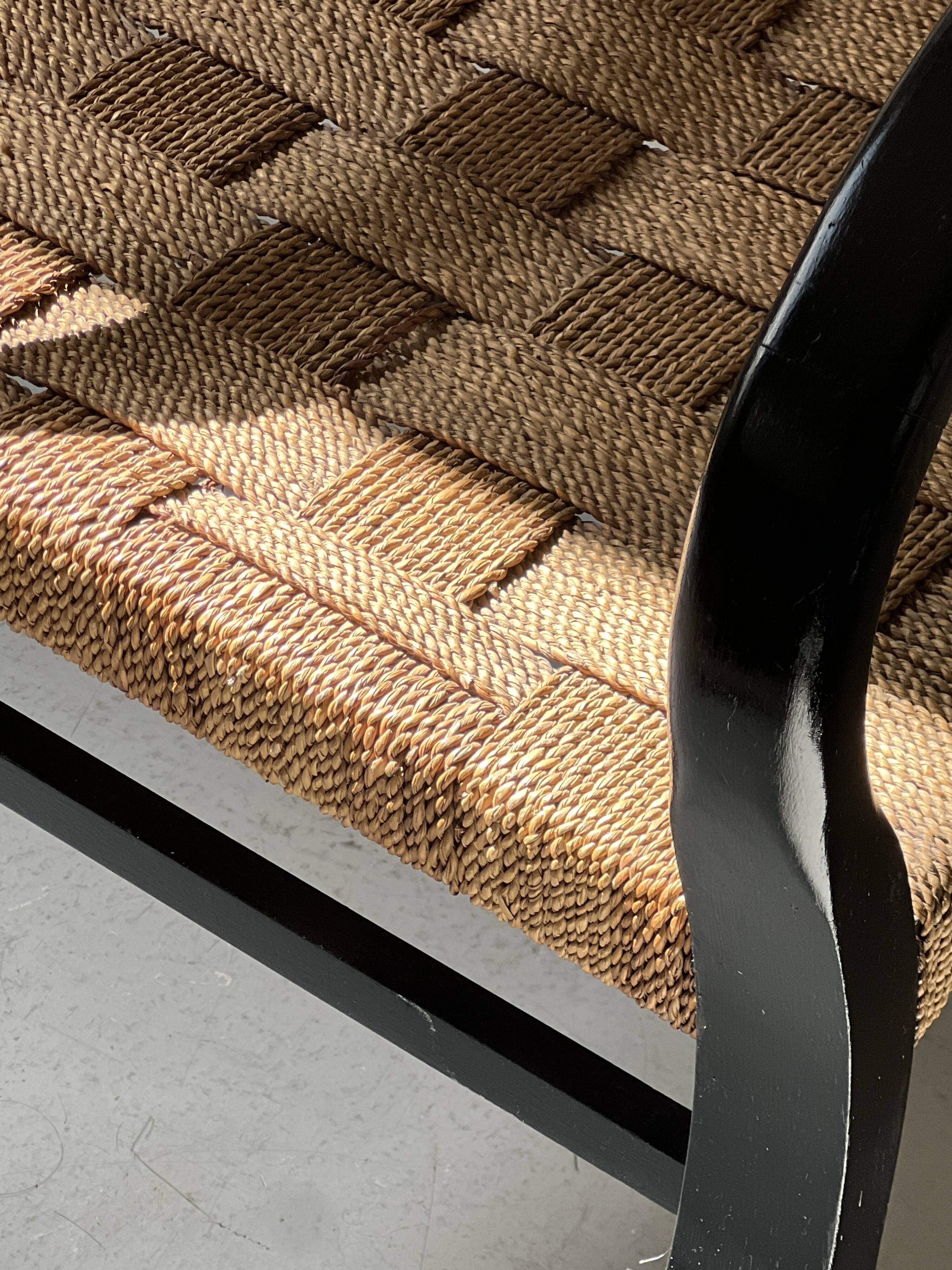 Scandinavian armchair in wood and woven cord by Axel Larsson, Sweden 1950.