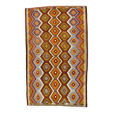 6x9 Orange Green Tribal Vintage Kilim Rug, 177x290Cm