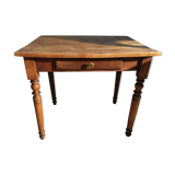 Beech and poplar table with drawer