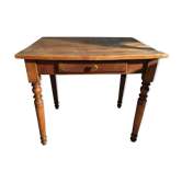 Beech and poplar table with drawer