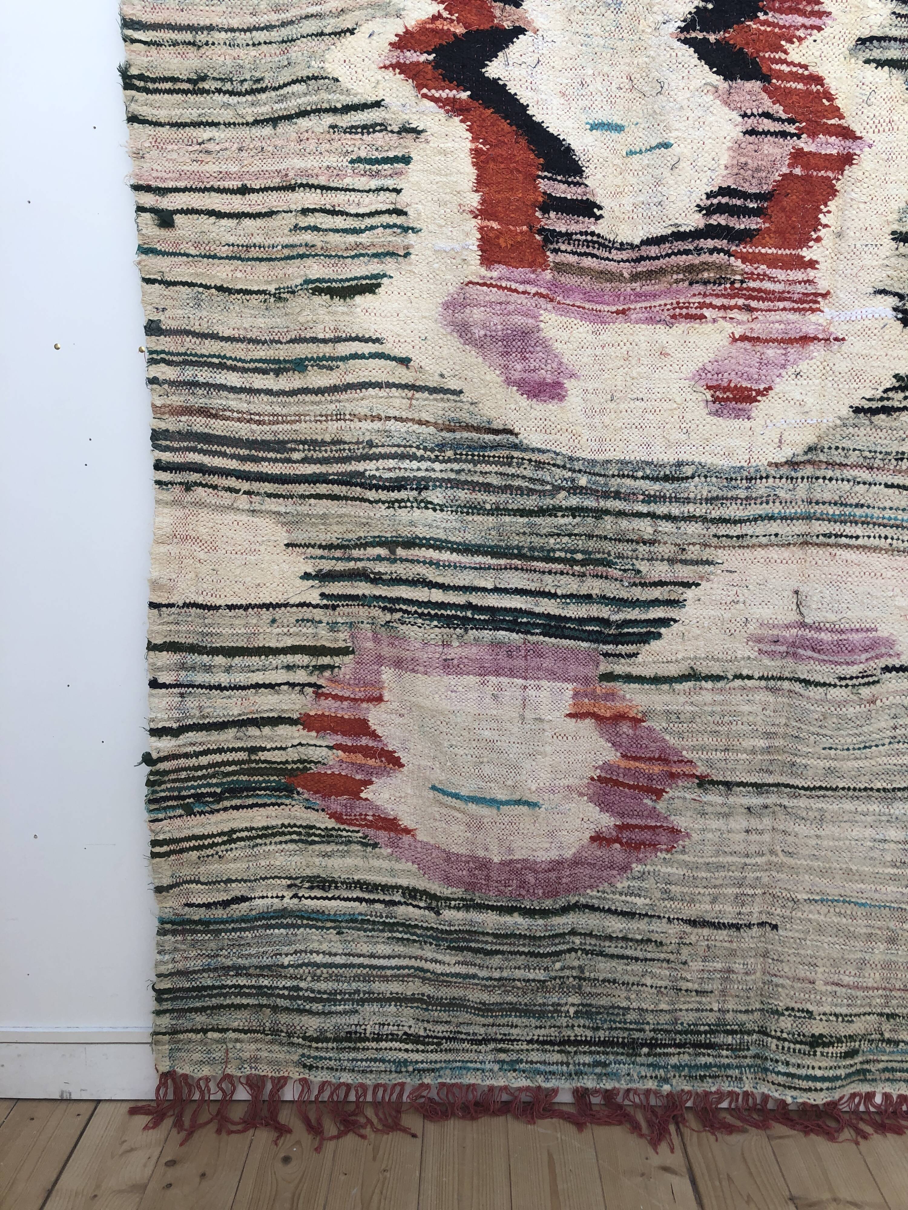 Moroccan Berber carpet Kilim Boucherouite 2.58x1.41m