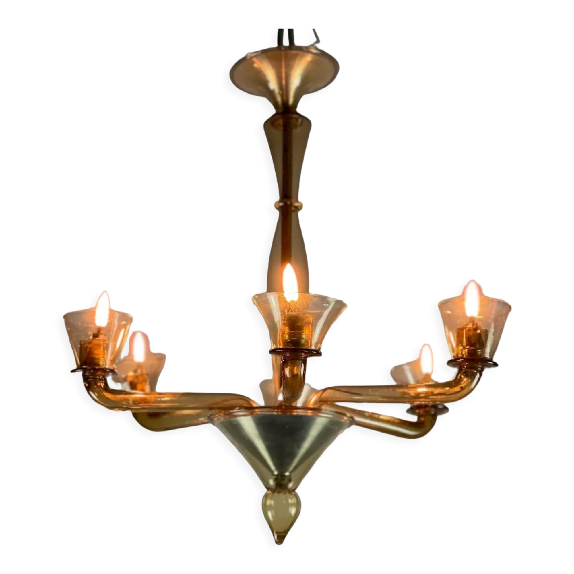 Venetian chandelier in Mordoré Murano glass circa 1940