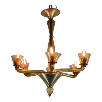 Venetian chandelier in Mordoré Murano glass circa 1940