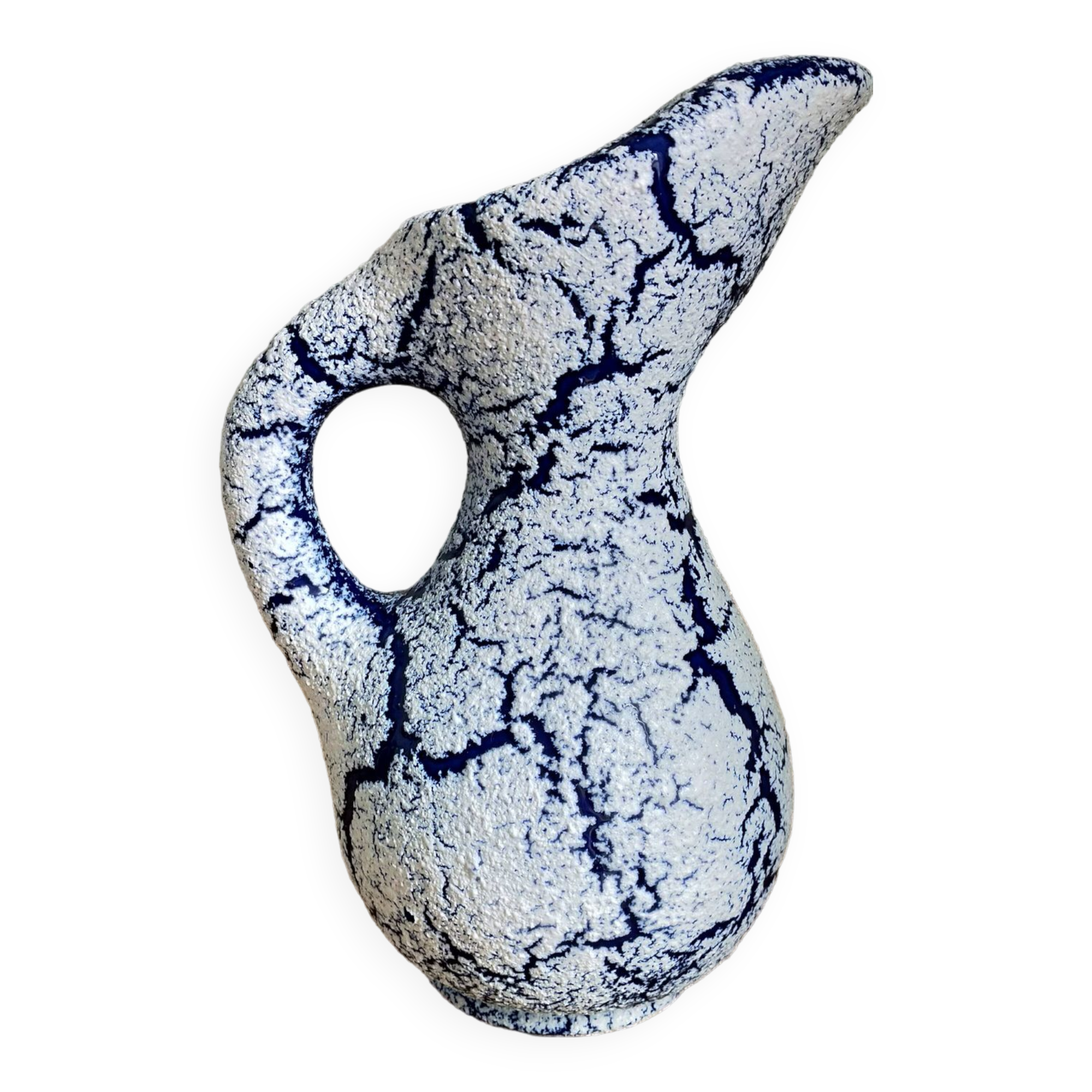 Fat lava blue pitcher Vallauris