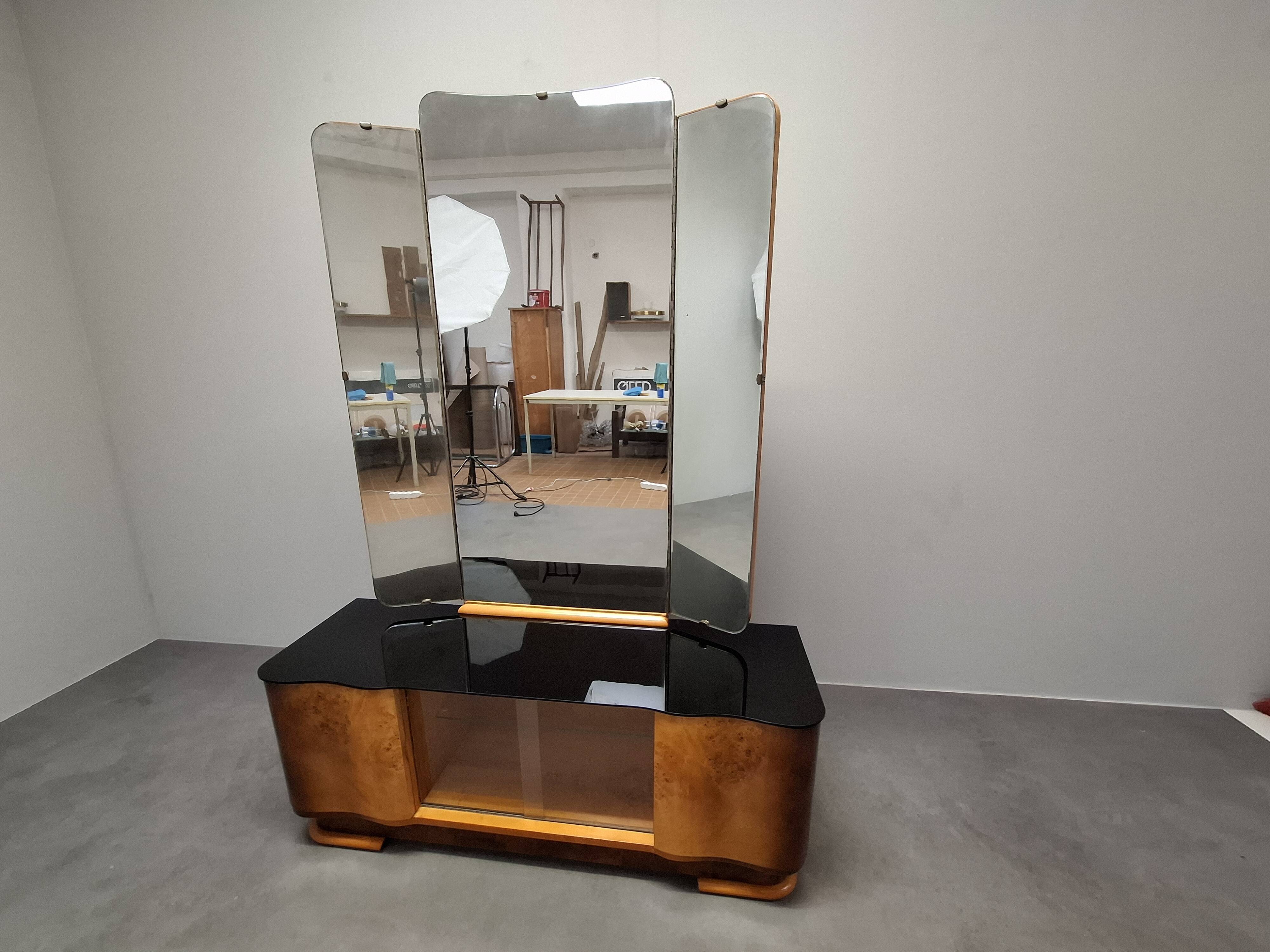 Art Deco Vanity Cabinet Attributed to Jindřich Halabala, Czechoslovakia, 19