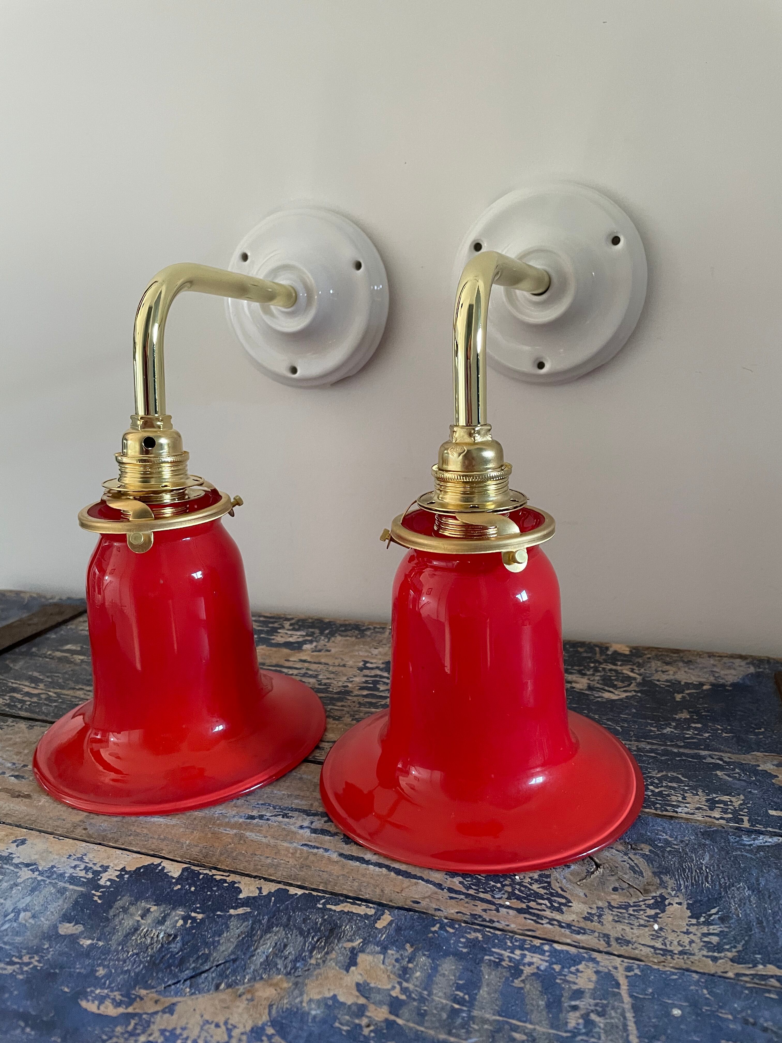 Pair of art deco wall lamps electrified to nine