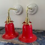 Pair of art deco wall lamps electrified to nine