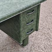 Art Deco or Bauhaus desk in metal covered with leather, Gio Ponti style.