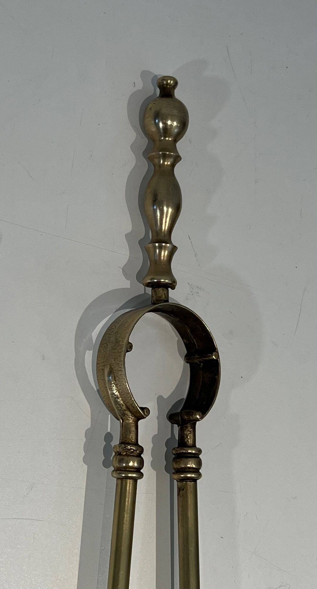 Neoclassical Fire Necessity in Brass with Ball Finials Empi