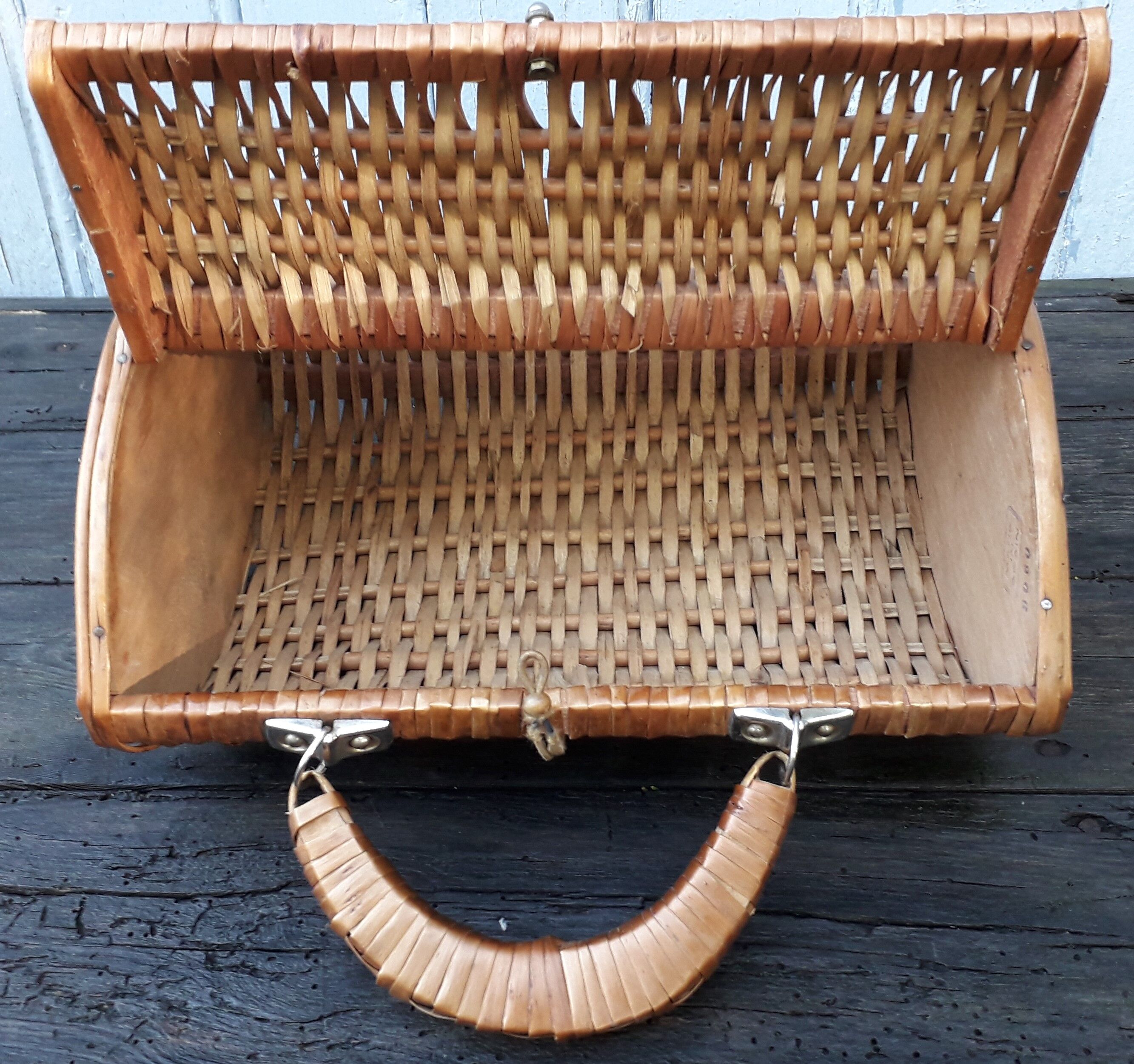 Wicker basket is wood