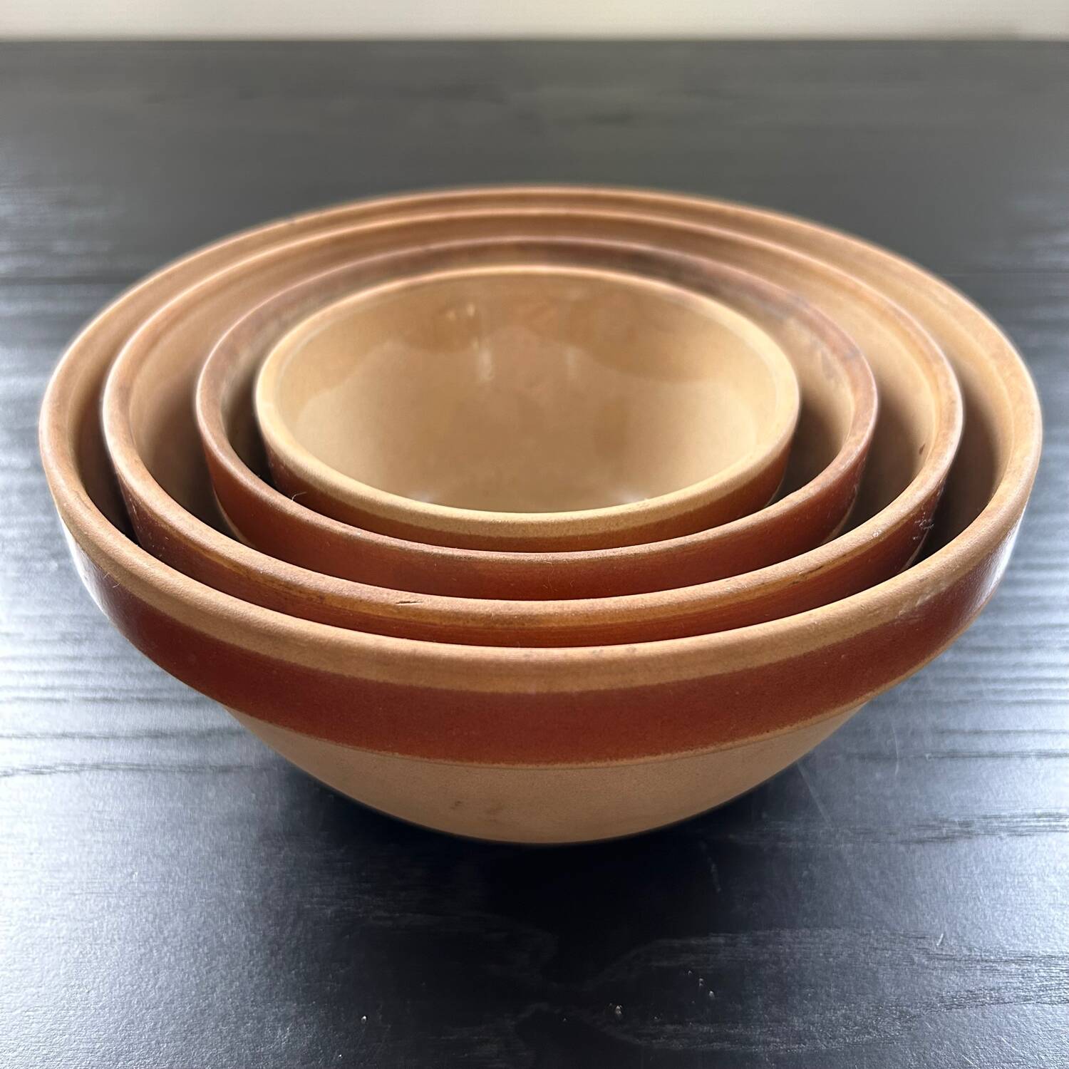 Series of 4 Gien sandstone bowls