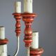 Italian chandelier in patinated wood, 50s