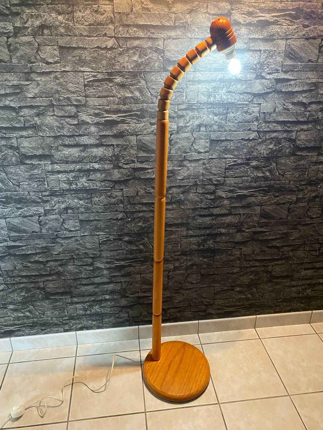 Swedish pine floor lamp by Solbackens Svarveri AB, 1970