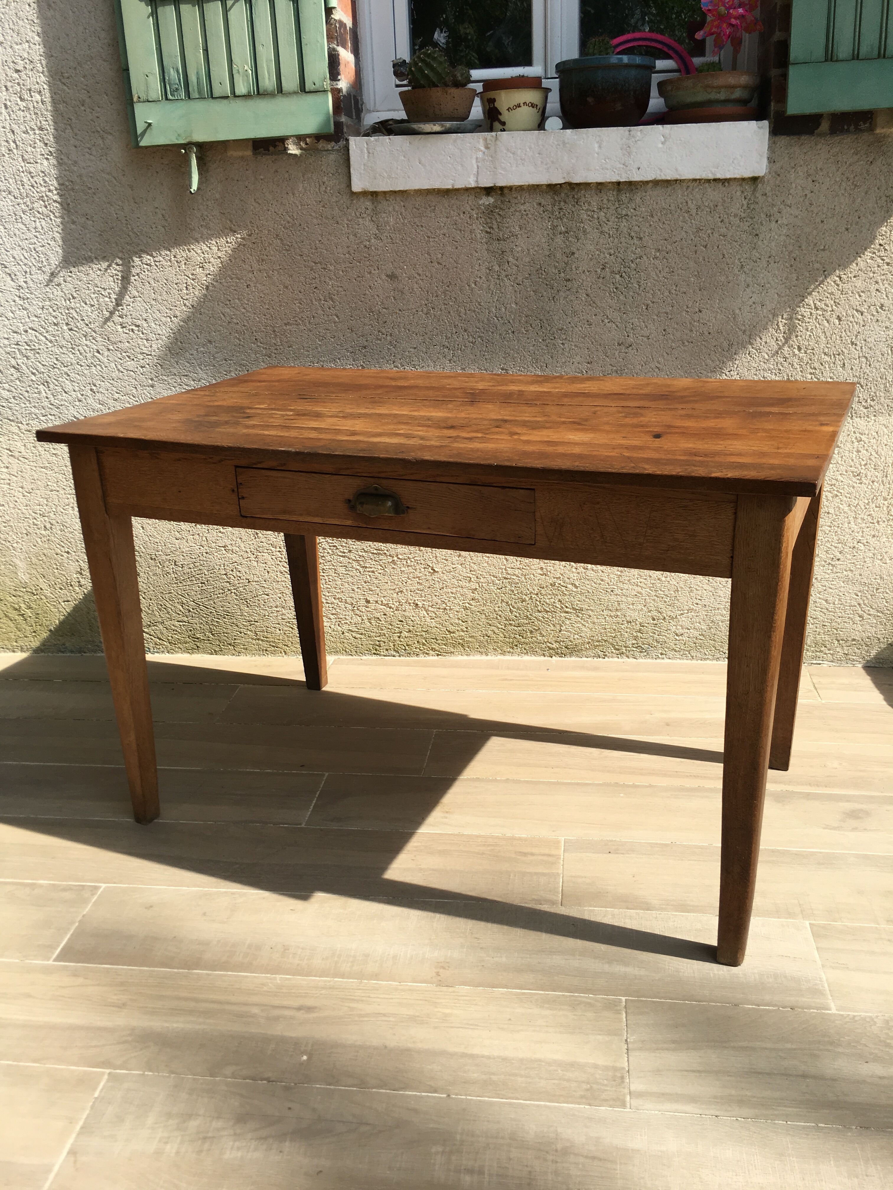 Table in solid oak, 50s