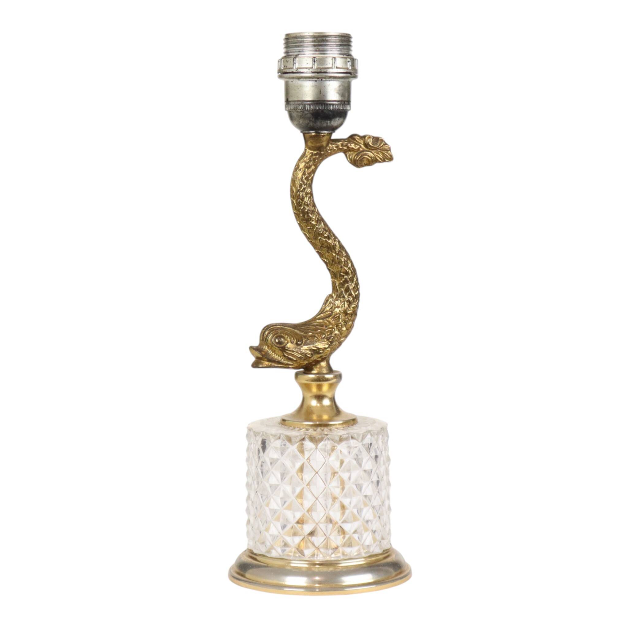 Vintage Brass Table Lamp Mythical Dolphin 45cm