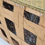 Années 1950-60, canapé danois 3 places, état d'origine, coton/laine, bois de hêtre.