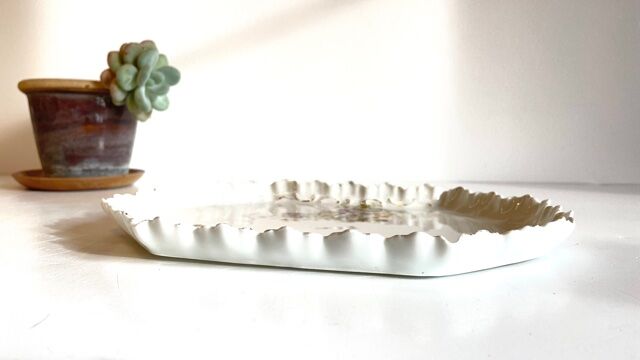 Old tray in floral pattern biscuit
