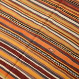 Tapis Kilim vintage long et large, orange et rouge, 5 x 13 cm, 149 x 402 cm, SK 33068
