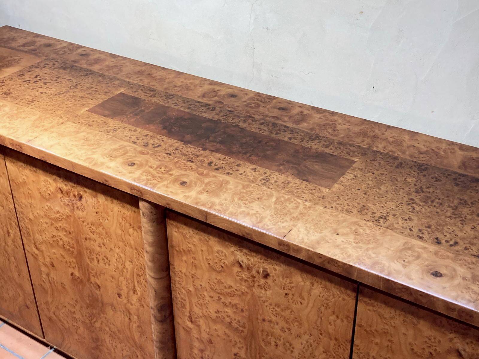 Elm burl sideboard from the 1970s