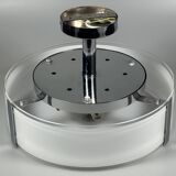 1970s 1980s Ceiling Lamp by Honsel Leuchten Germany in Glass & Chrome