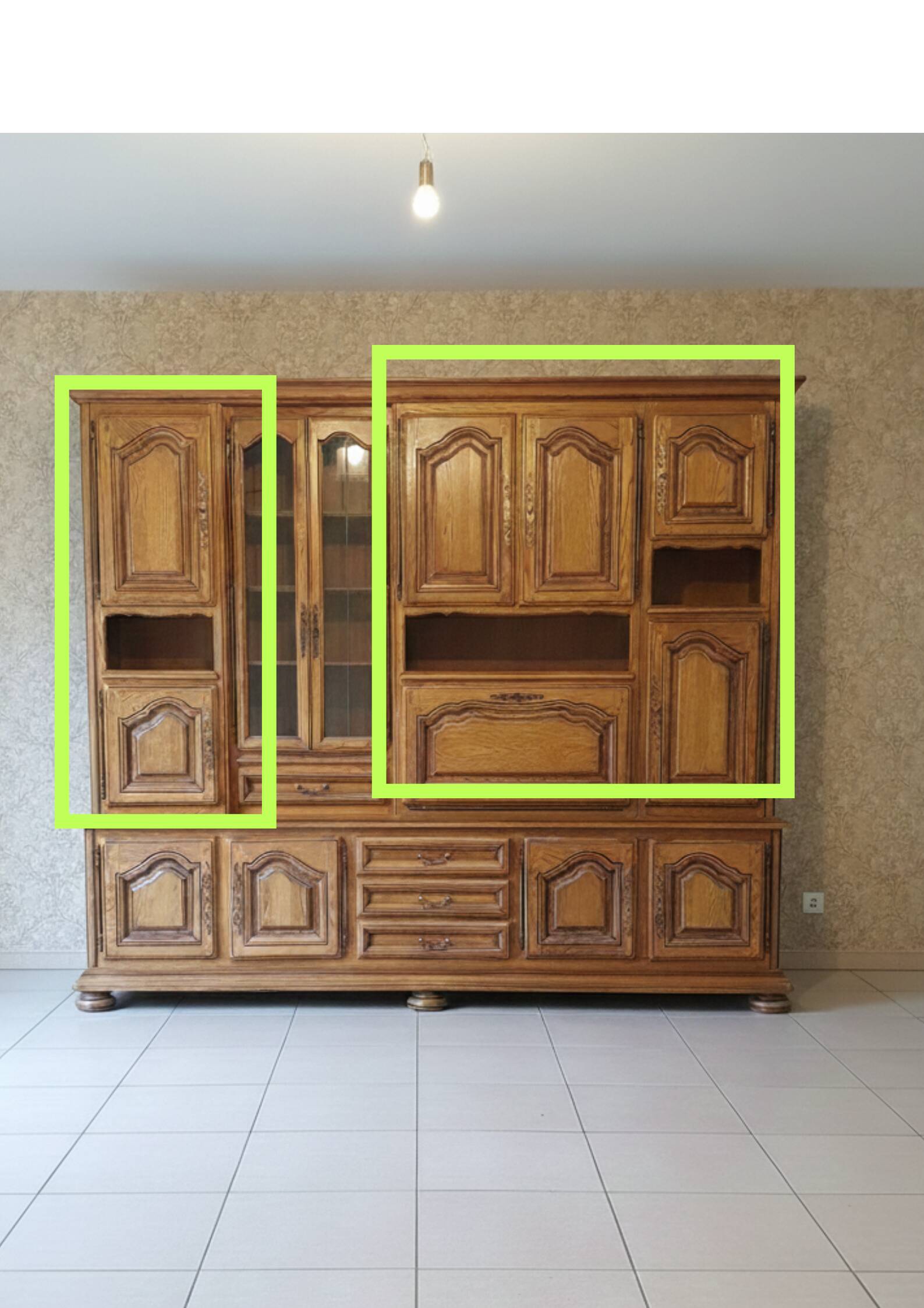 Round mirror, solid oak, formerly a dresser of Ginette.