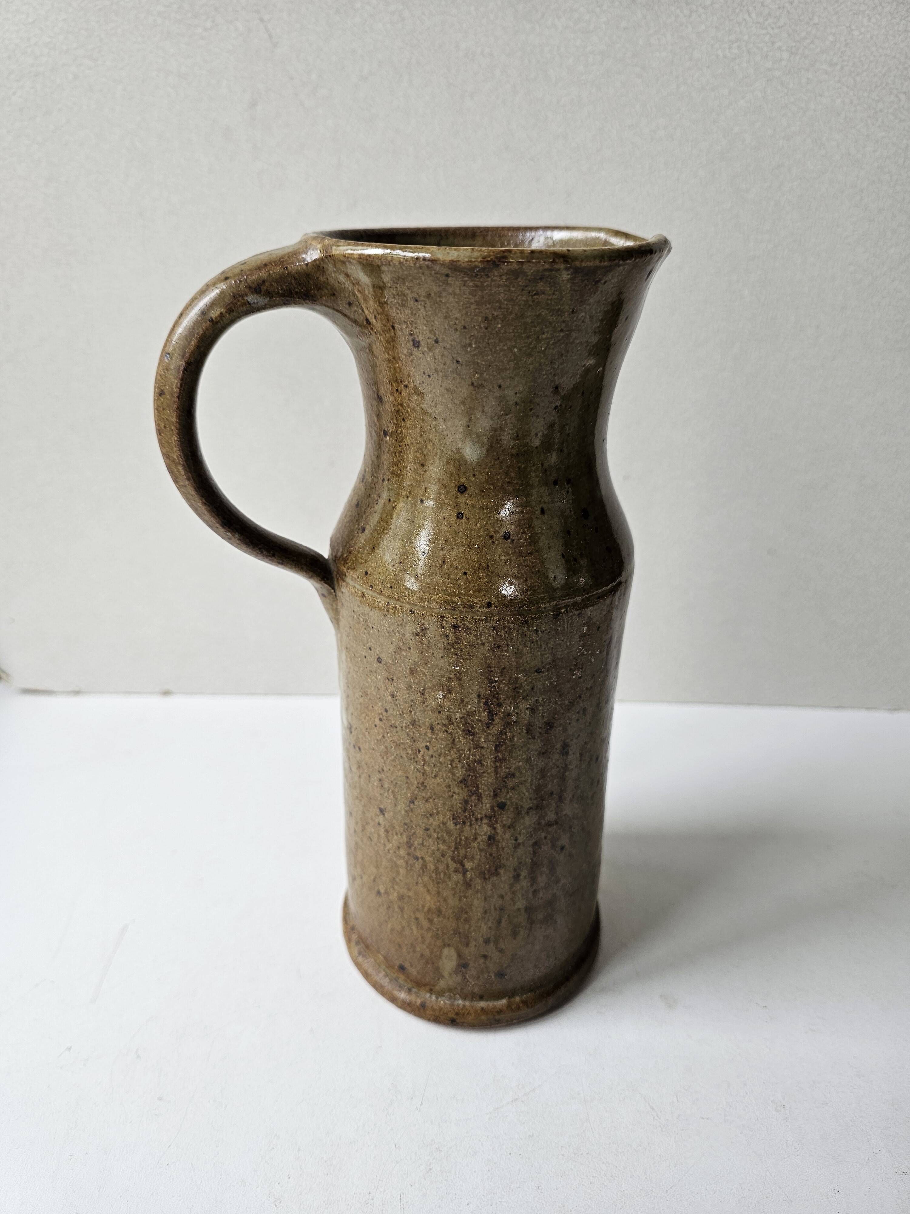 Stoneware ceramic pitcher signed poterie du bois de Laud