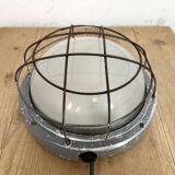 Industrial Grey Wall Light with Milk Glass from Elektrosvit, 1970s