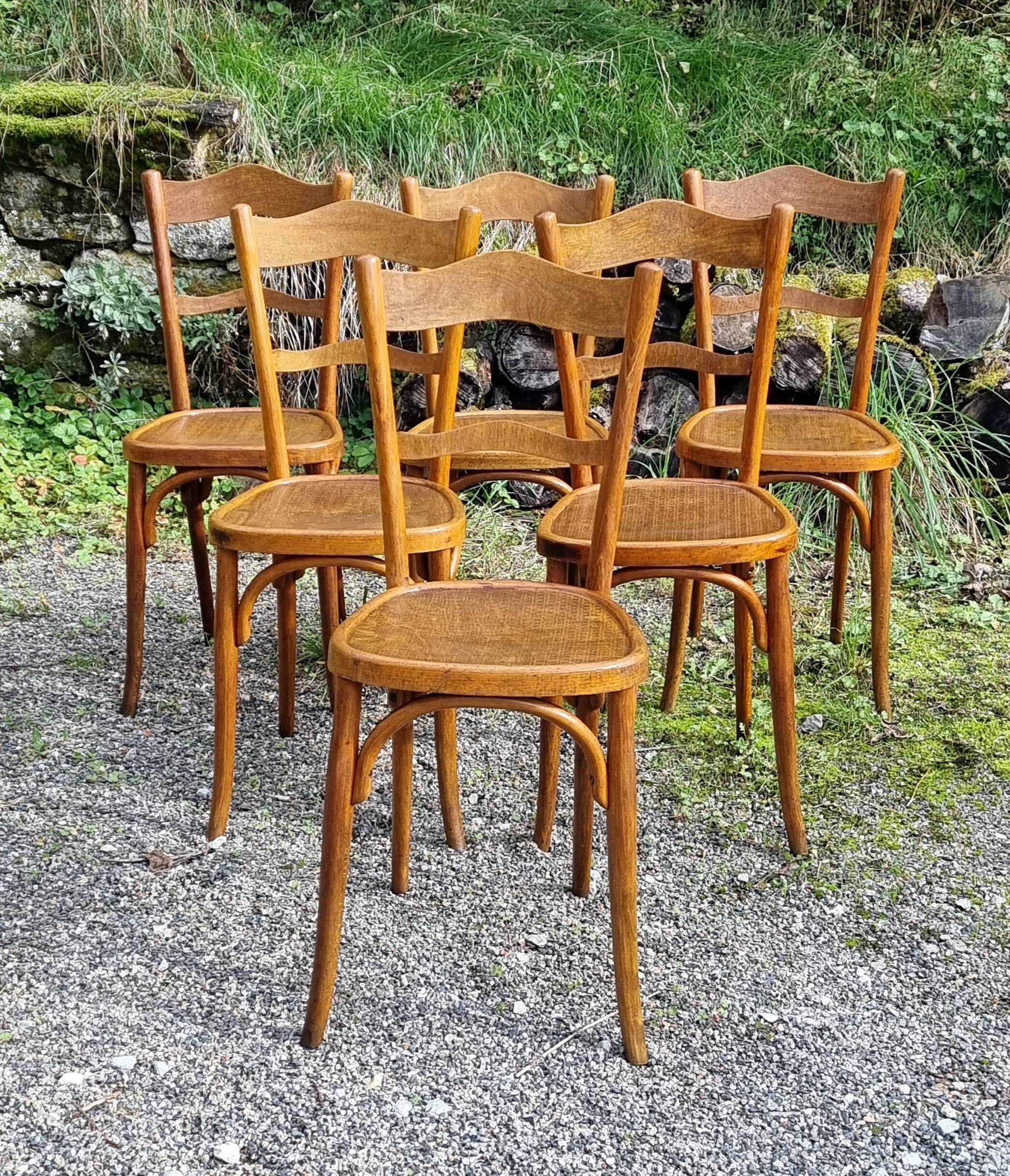 6 Baumann bistro chairs n°58 from the 20s