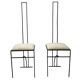 Pair of Postmodern High Back Black Metal Side Chairs in Boucle 1980s Vintage 70s