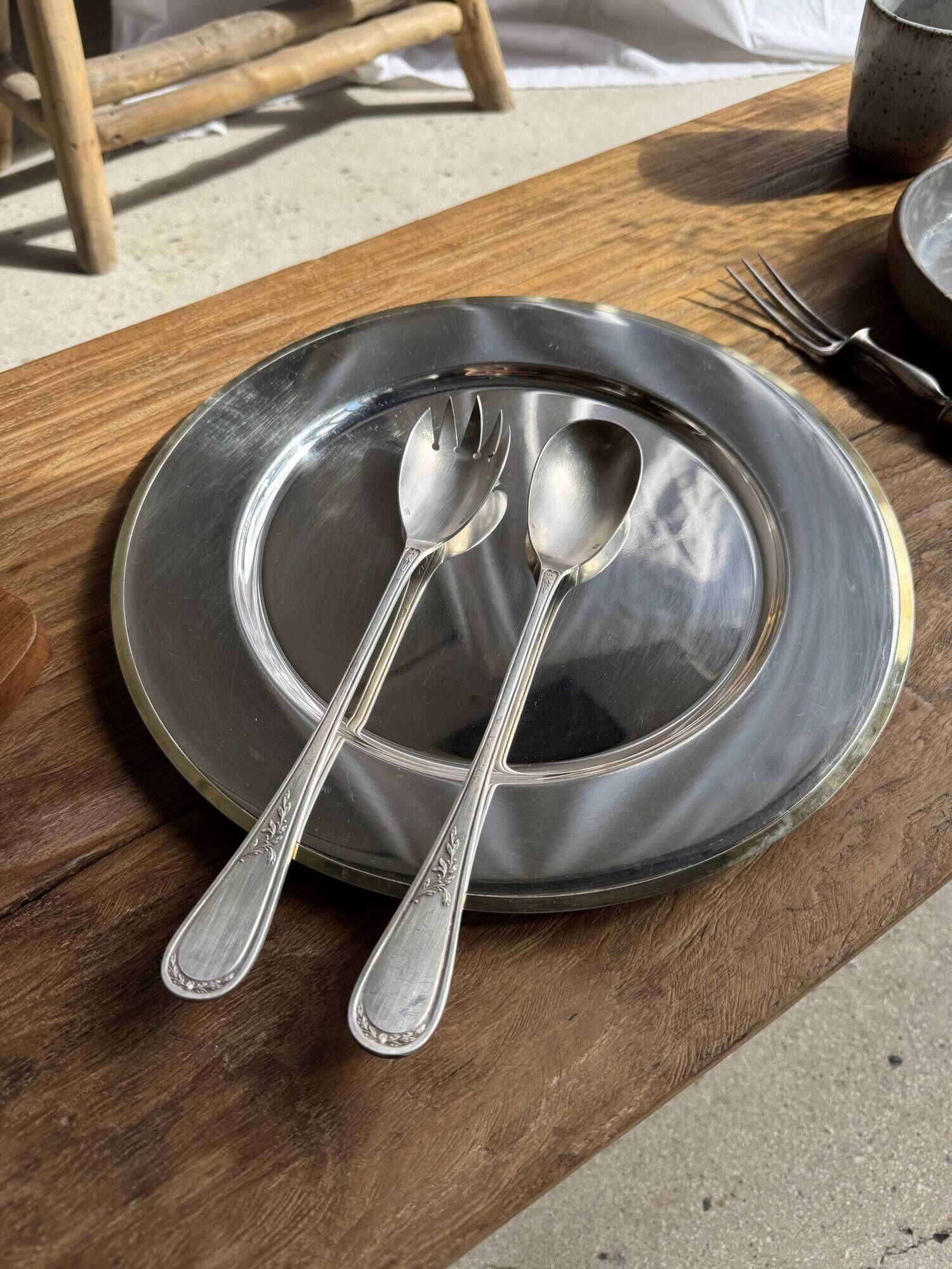 Silver-plated salad cutlery with laurel decoration in the Louis XVI style L27