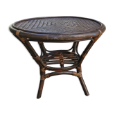 Round vintage coffee table in bombous and rattan
