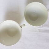2 vintage coffee cups with tablecloth pattern