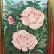 Oil on canvas, Kitsch - Roses lush greenery - Signed M. Louis