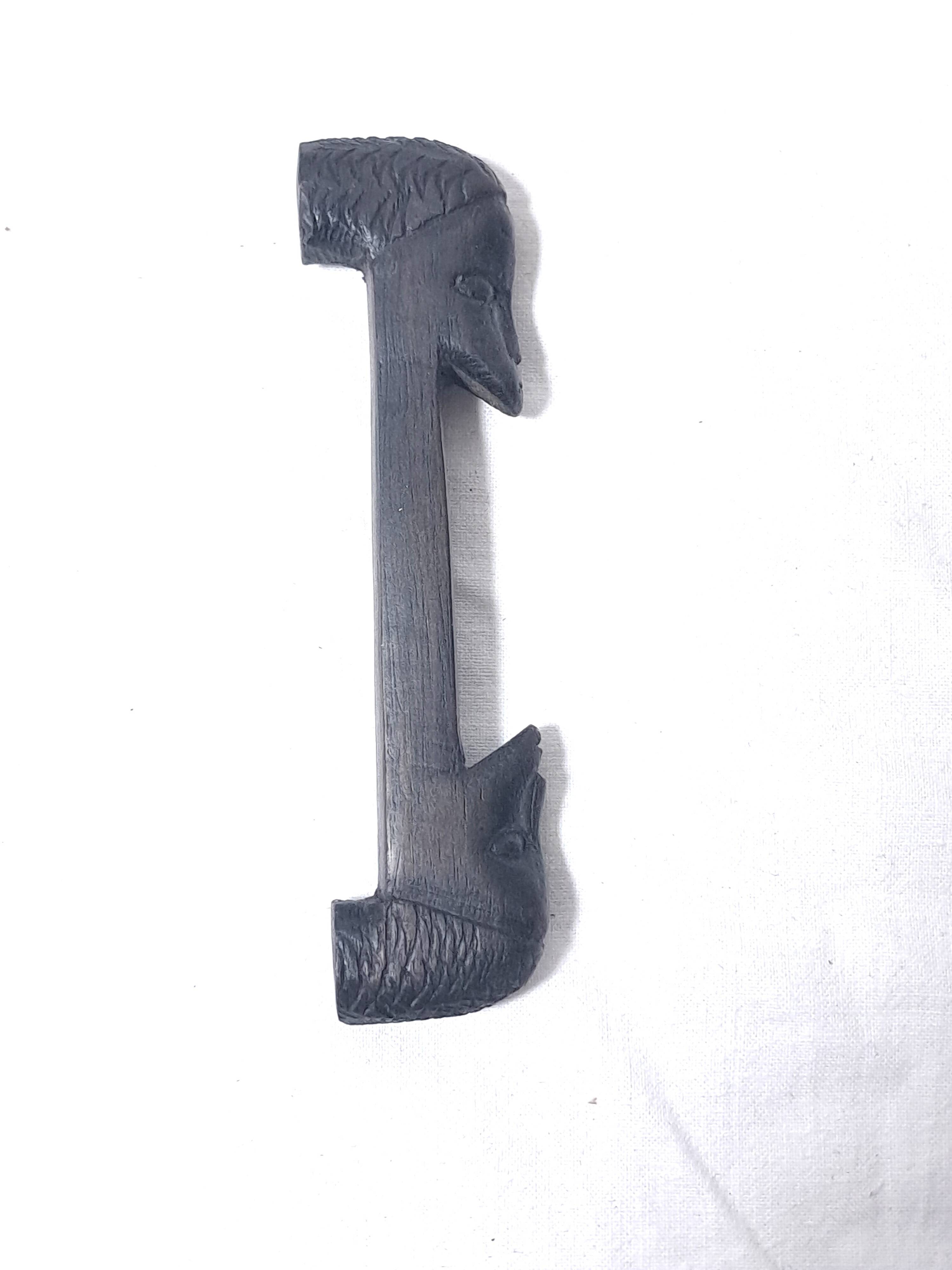 Set of six african cutlery holders carved in blackened wood