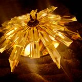 Wall sconce Venini crystal sun with golden structure