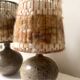 Ceramic table lamp in chamotte stoneware & wool, Alain Blanchard 1970