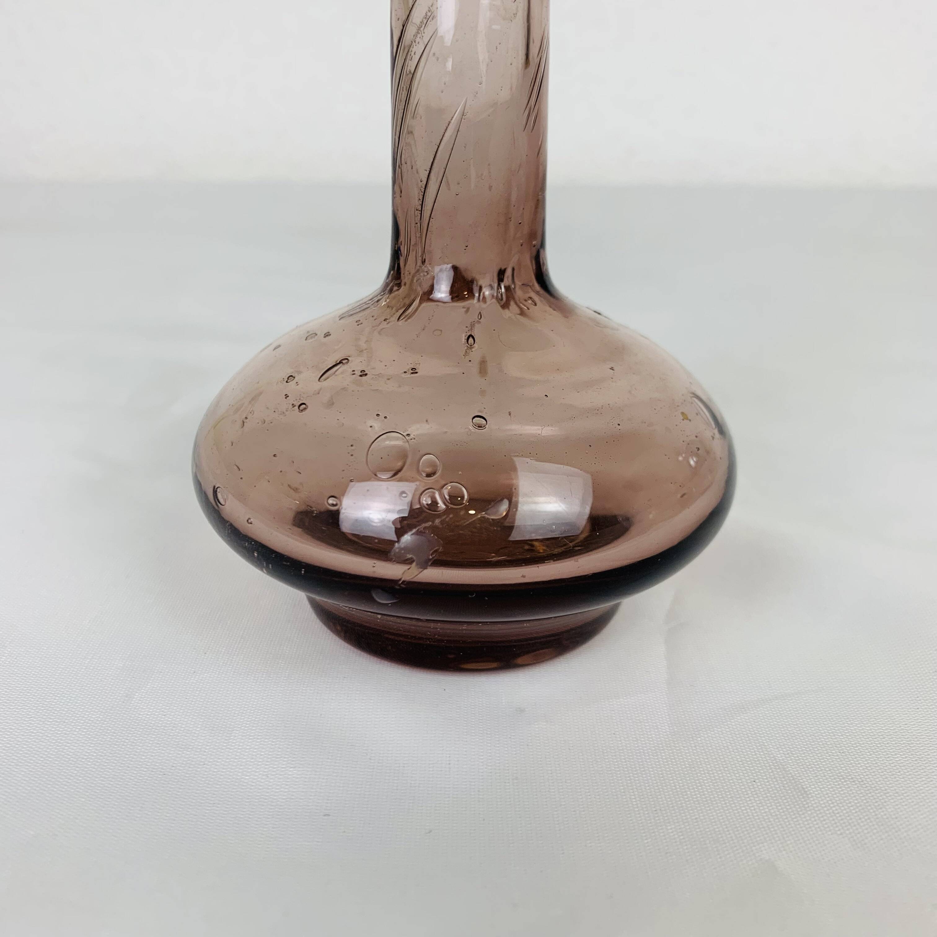 Purple bubble glass soliflore vase, Biot