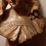 Buste en plâtre ancien 1900 Art nouveau signé Hochoch