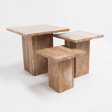 Set of mid century brown marble nesting tables